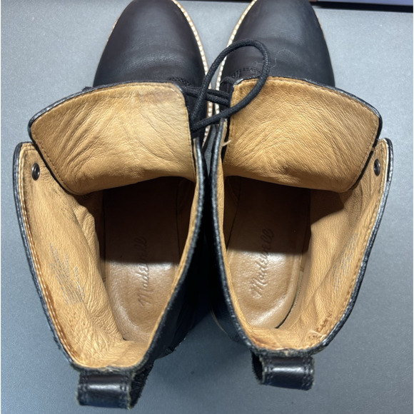 Madewell Claire Soft Leather Combat Boot Womens 9 Black Lugsole Lace Up Chunky - Picture 10 of 13